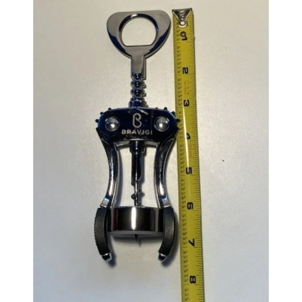 Bravigi Wing Corkscrew Wine Opener — chrome with ergonomic black non-slip grips‎